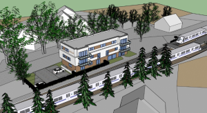 Der kubitische Neubau mit Staffelgeschoss