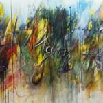Ich kann die Sprache dieses kühlen landes nicht verstehen Acryl auf leinwand 3 x 80 x 130 cm Triptychon Lillemor Mahlstaedt